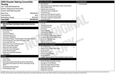 2005 Chrysler Sebring Conv Touring