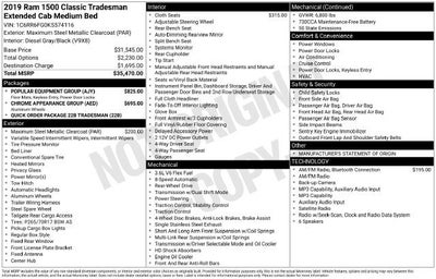 2019 RAM 1500 Classic Tradesman Quad Cab 4x2 6'4" Box