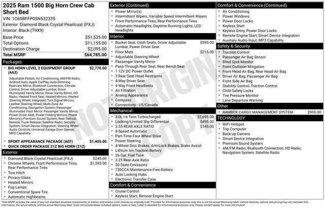 2025 RAM 1500 Big Horn Crew Cab 4x4 5'7" Box