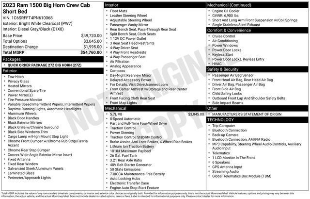 2023 RAM 1500 Big Horn Crew Cab 4x4 5'7" Box