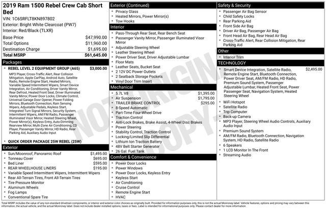 2019 RAM 1500 Rebel Crew Cab 4x4 5'7" Box