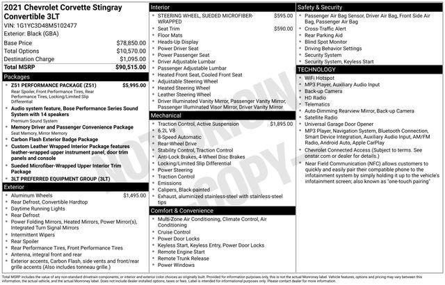 2021 Chevrolet Corvette Stingray 3LT