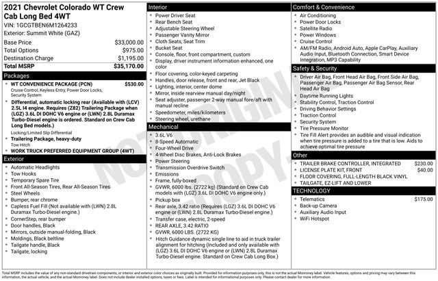 2021 Chevrolet Colorado 4WD Work Truck