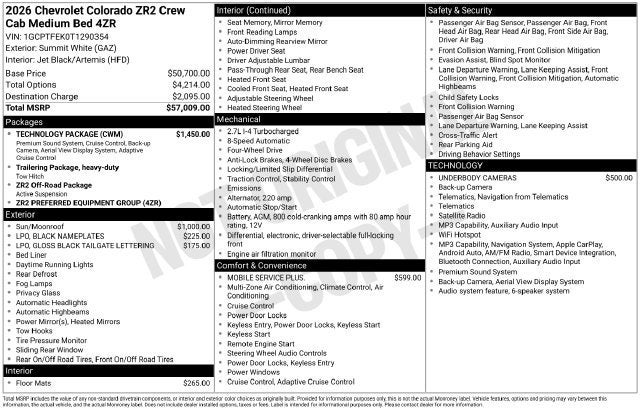 2026 Chevrolet Colorado ZR2