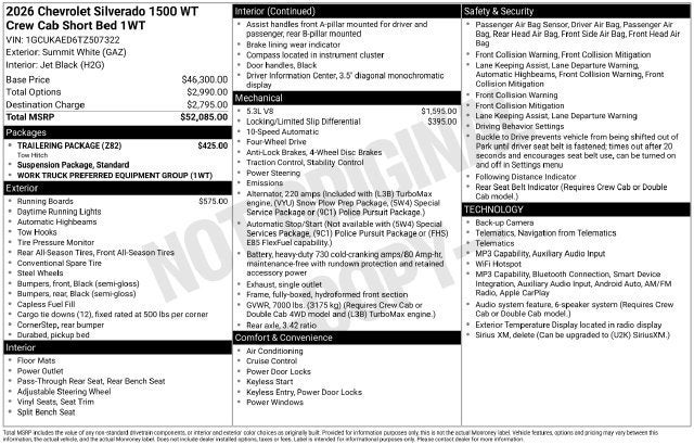 2026 Chevrolet Silverado 1500 WT