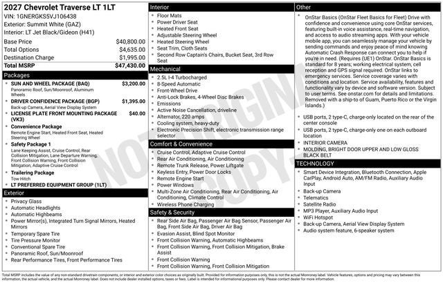 2027 Chevrolet Traverse LT