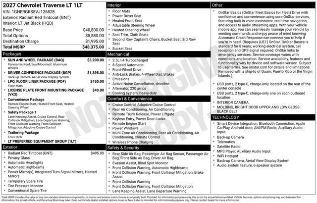 2027 Chevrolet Traverse LT