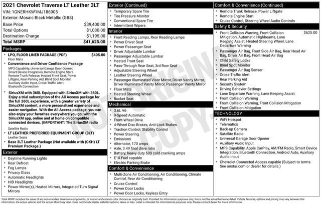 2021 Chevrolet Traverse LT Leather