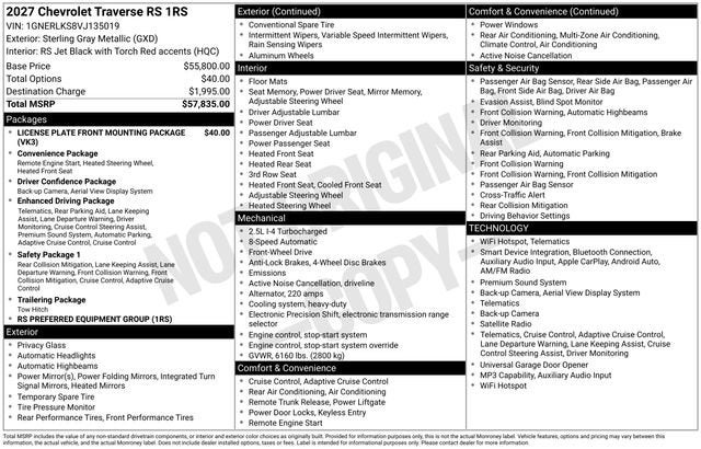 2027 Chevrolet Traverse RS