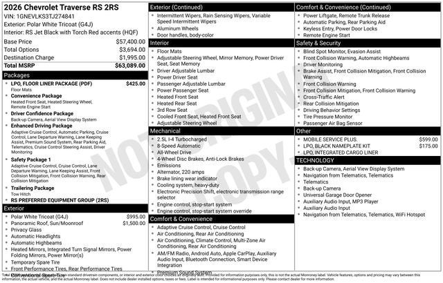 2026 Chevrolet Traverse RS