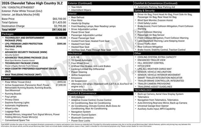 2026 Chevrolet Tahoe High Country