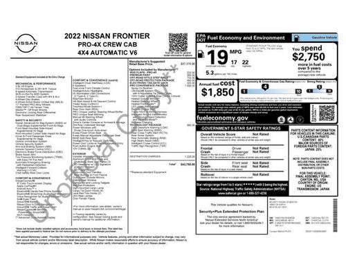 2022 Nissan Frontier Crew Cab PRO-4X 4x4