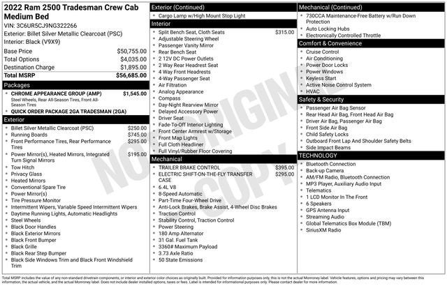 2022 RAM 2500 Tradesman Crew Cab 4x4 6'4" Box