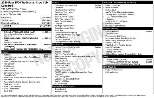2020 RAM 2500 Tradesman Crew Cab 4x4 8' Box