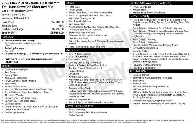 2026 Chevrolet Silverado 1500 Custom Trail Boss