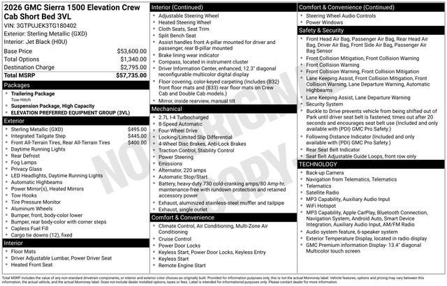2026 GMC Sierra 1500 Elevation
