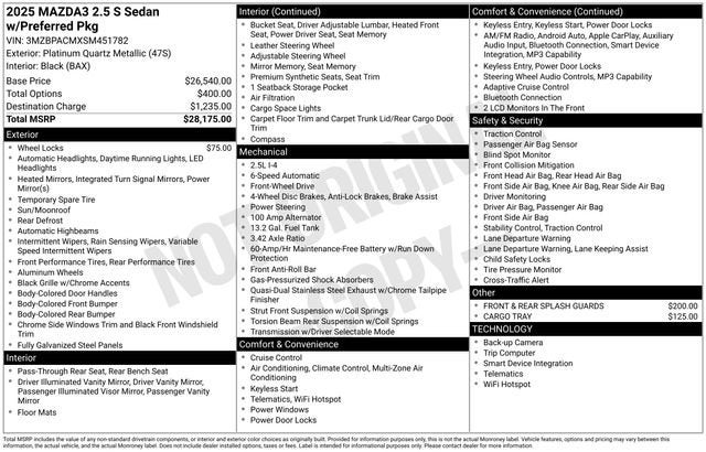 2025 Mazda Mazda3 Sedan 2.5 S Preferred