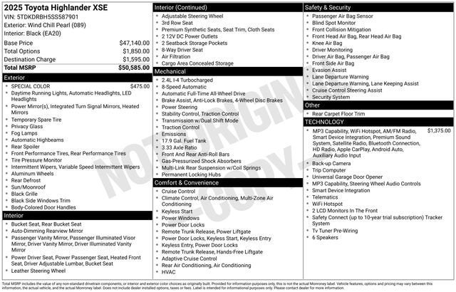 2025 Toyota Highlander XSE