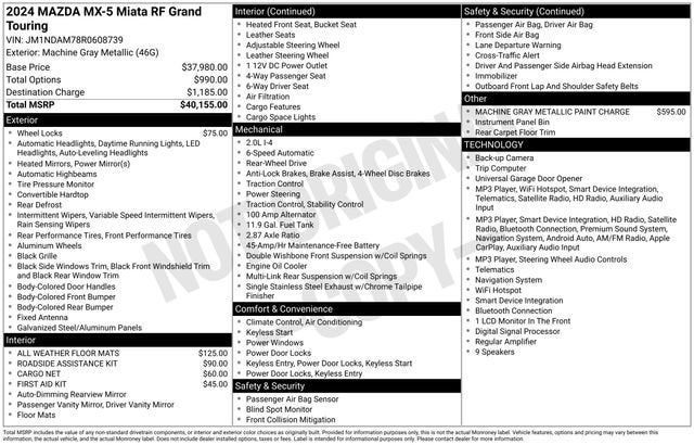 2024 Mazda Mazda MX-5 Miata RF Grand Touring
