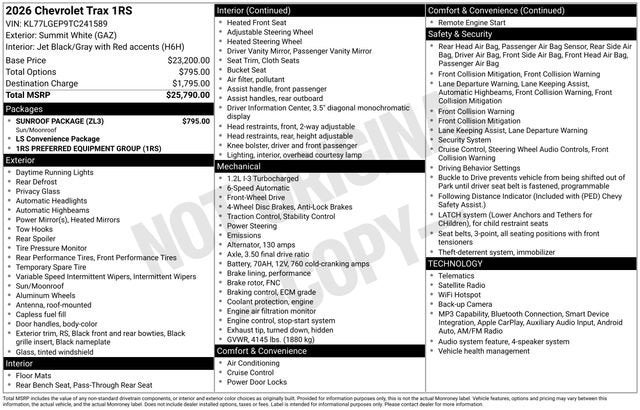2026 Chevrolet Trax 1RS