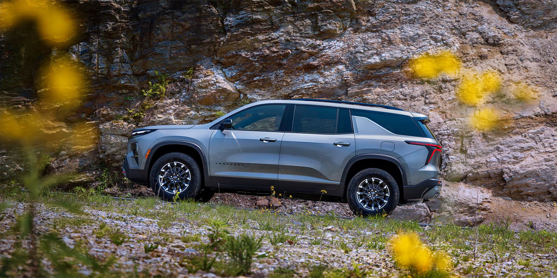 2026 Chevrolet Traverse driving through the mountains